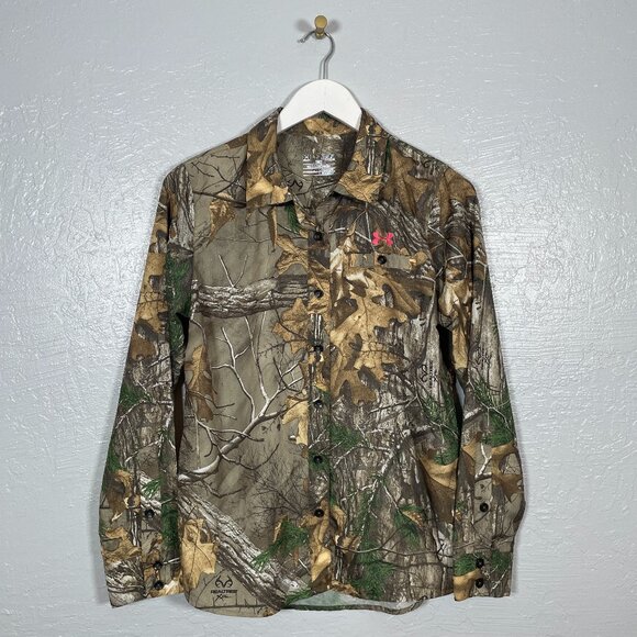 Under Armour Women M Realtree Xtra Camo Shirt Fitted Pocket Button Front - Picture 1 of 8
